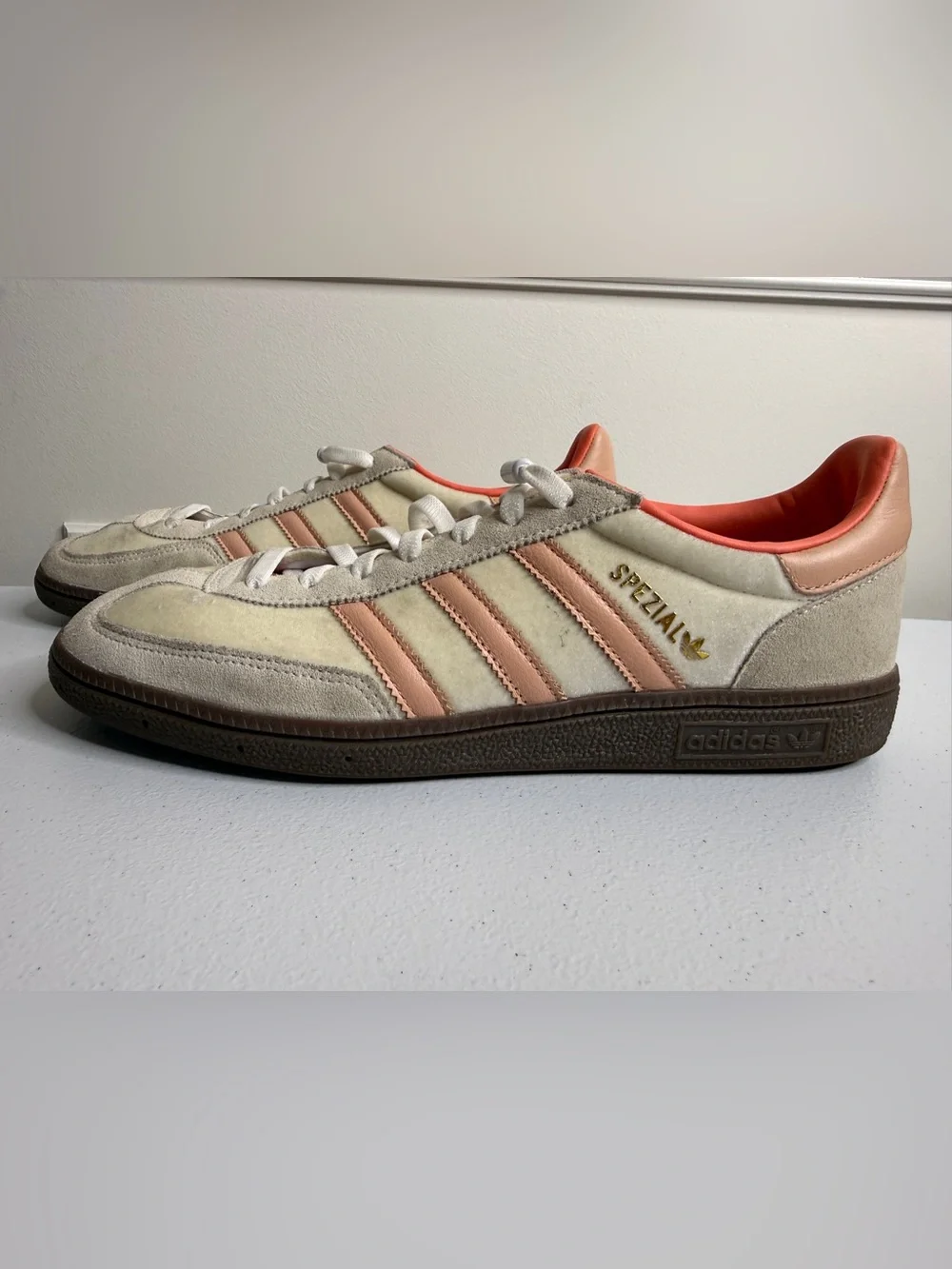 adidas Spezial Women’s Cream & Peach Suede Sneakers, size 11
